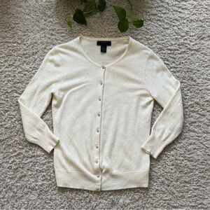 Vintage Express Cream Angora & Wool Blend Cardigan sweater  Rhinestone Buttons